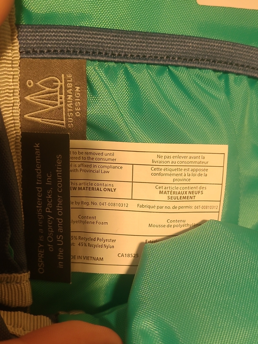 Osprey Daylite Jr Blue Backpack – Has Embroidery On It - Picture 7 of 9